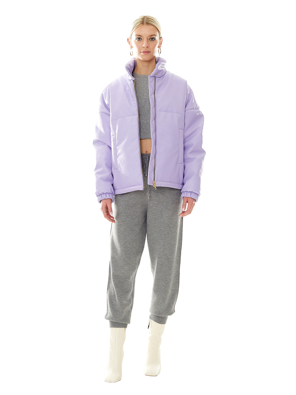 Billy Purple Lavender Ethical Sustainable Cropped Matte Vegan Leather Bomber Jacket