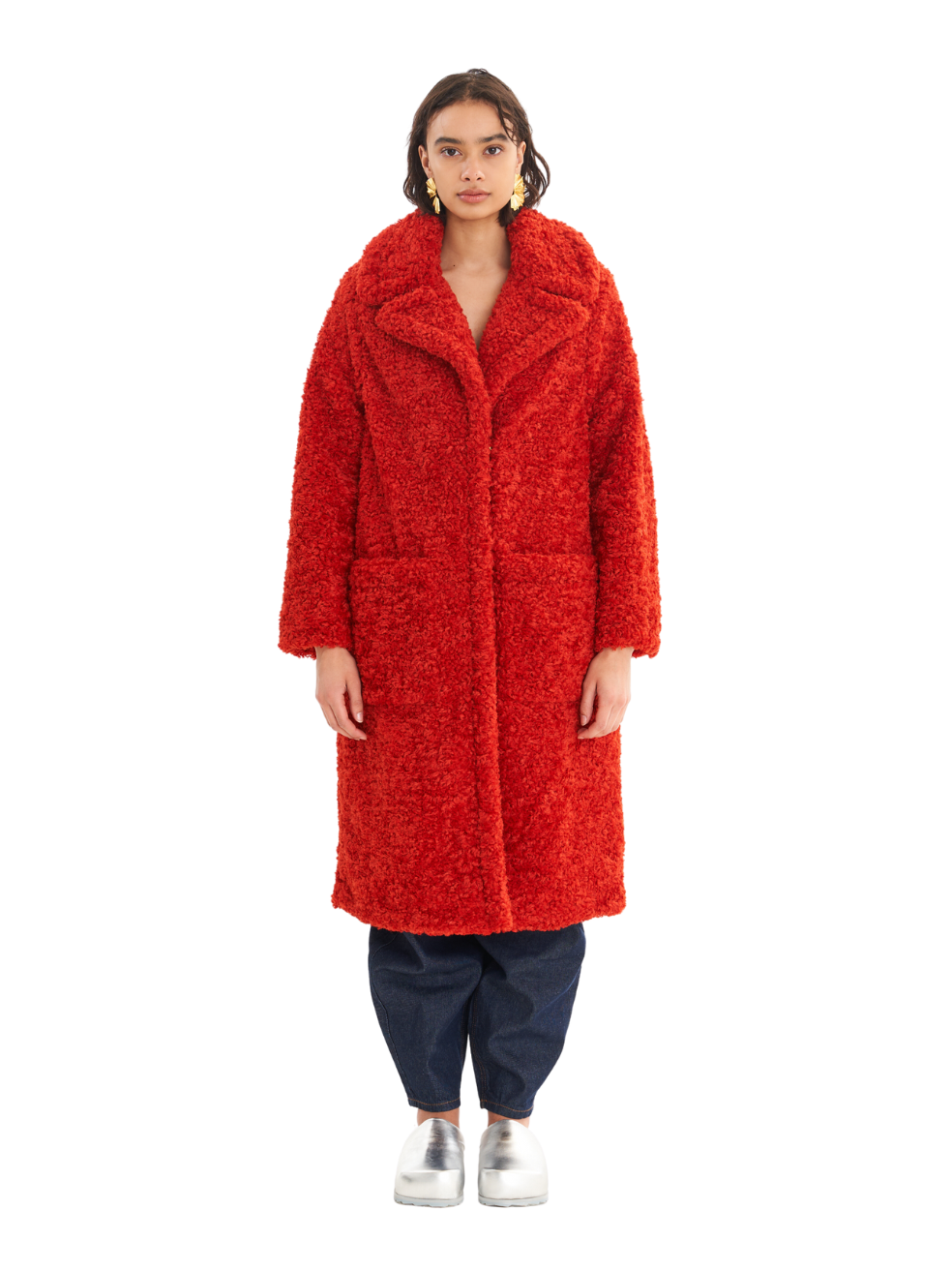 Red Faux Fur Coat -  Canada