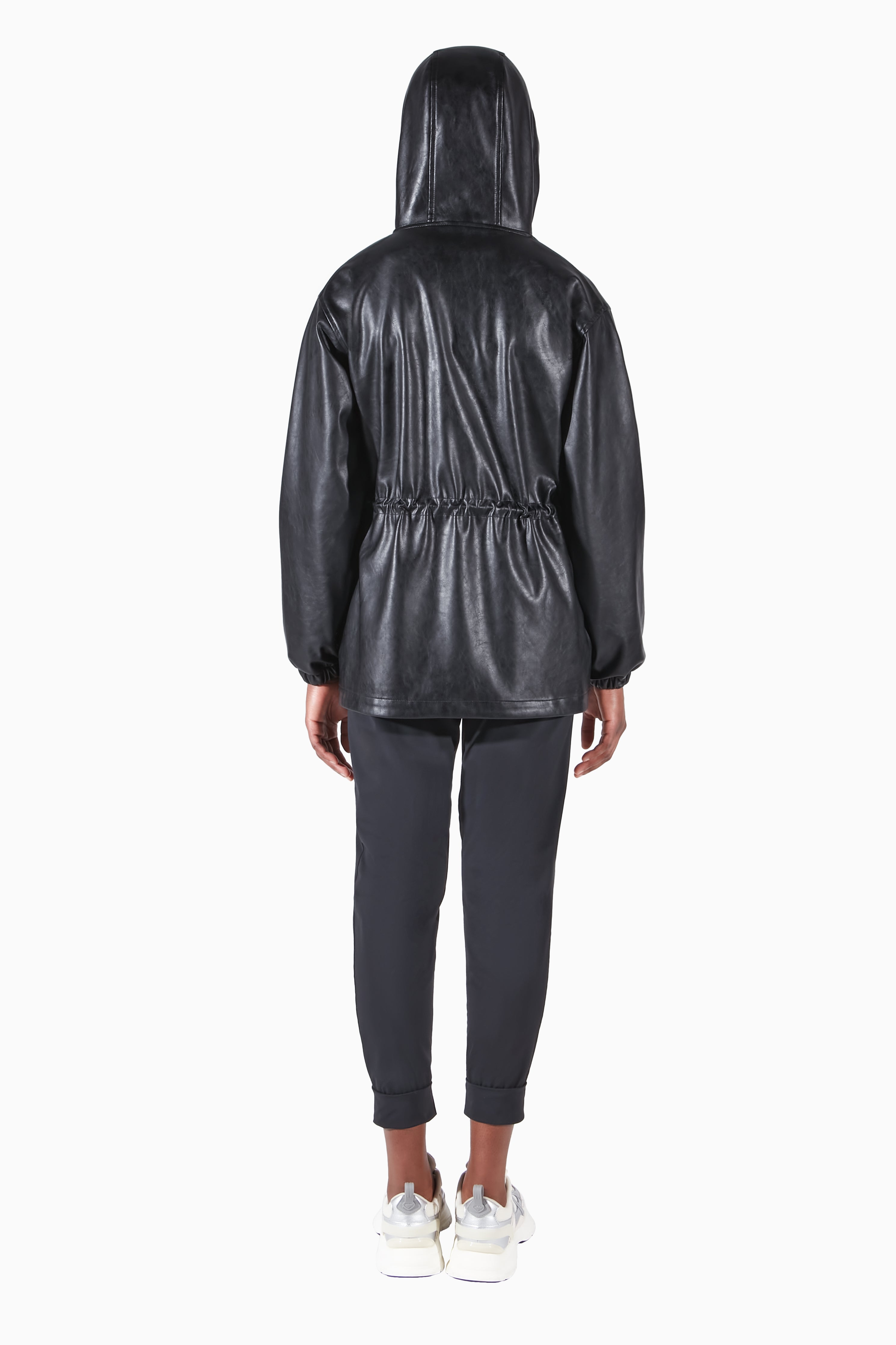 Patent leather raincoat sales with hood