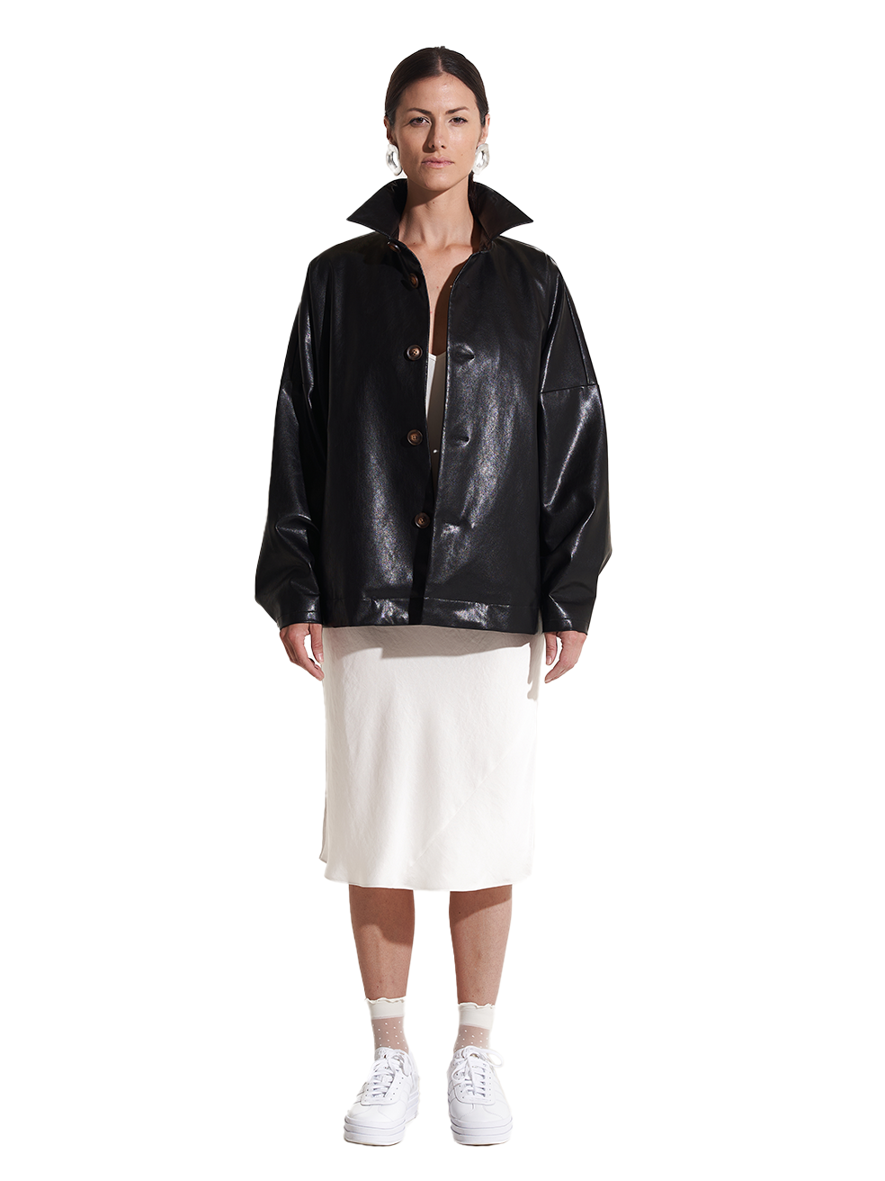 ryder coat made in canada onyx vegan leather oversized